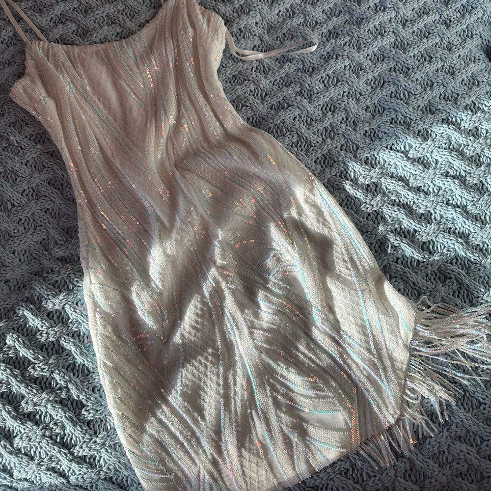 white sequin prom dress worn once